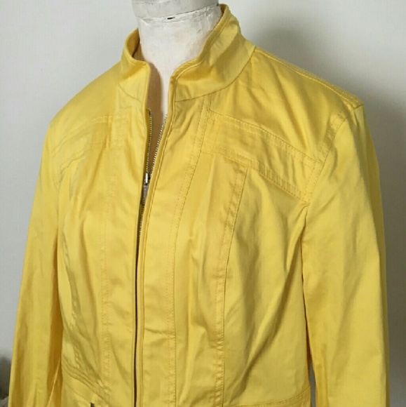 JONES NEW YORK Signature Yellow Zip Jacket Sz L - Picture 1 of 8